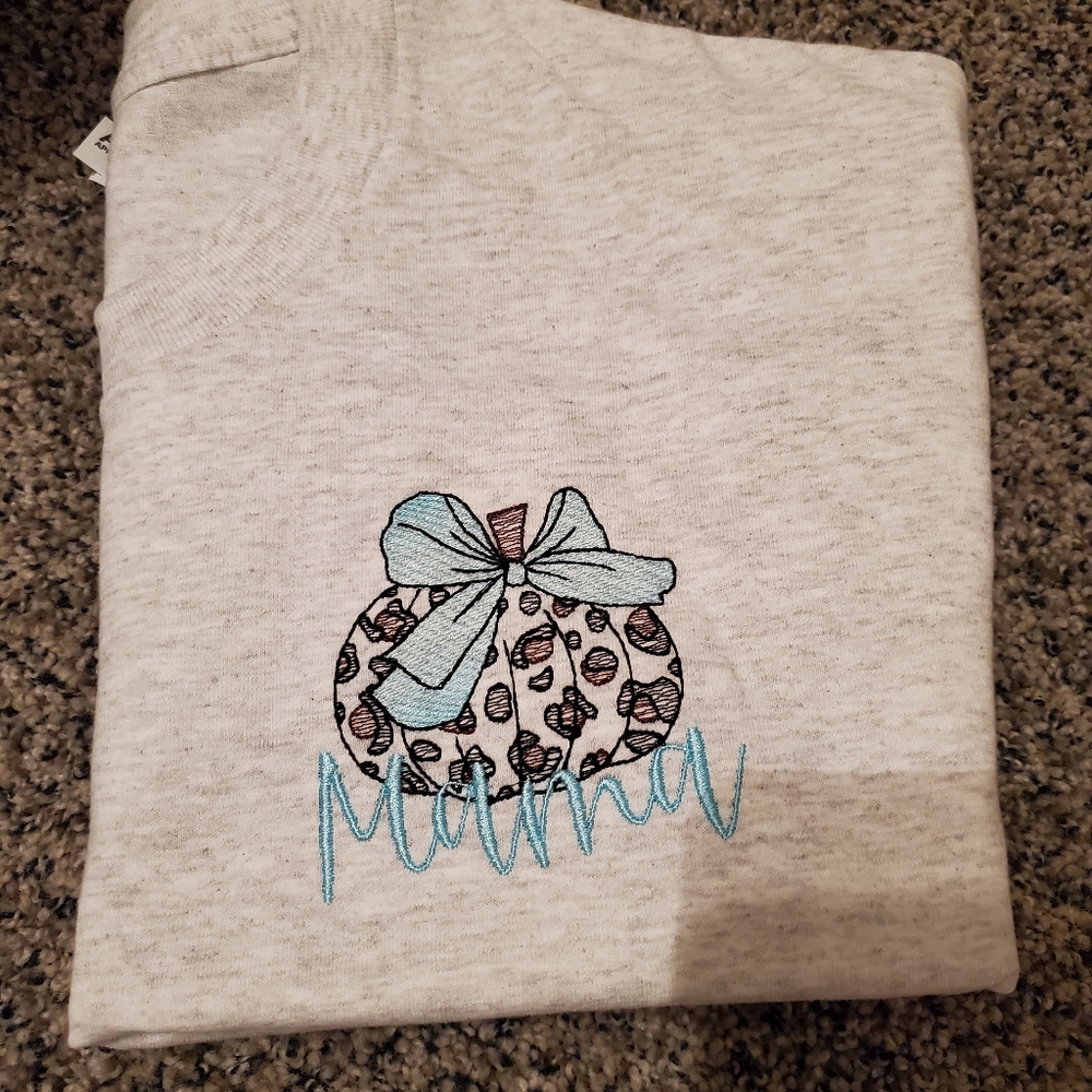 Mama Pumpkin Embroidered Short Sleeve
